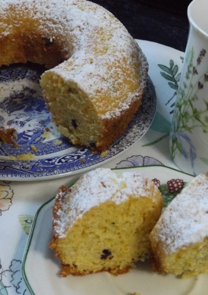 Una foto de Budín de mandarinas y chocolate