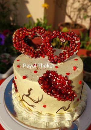 A picture of Chocolate Geode Cake with Pomegranate Seeds.