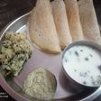 Vrat ka dosa with aloo sabzi and peanuts chutney and masala chanch