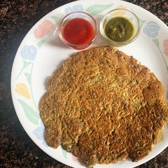 Whole Green Gram Savory Pancake (Hari Moong Dal Cheela) A picture of Whole Green Gram Savory Pancake (Hari Moong Dal Cheela).