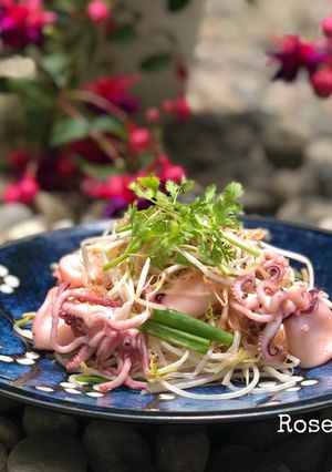 Hình của món Mực Xào Giá Hành.