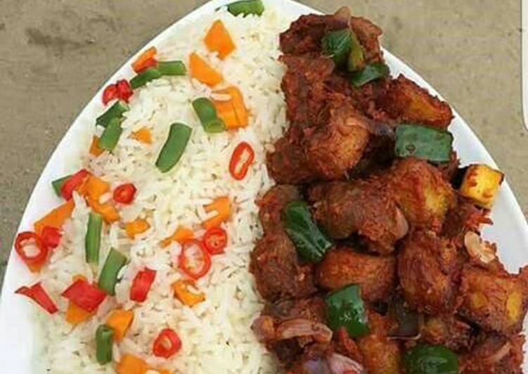 Rice with fried beef