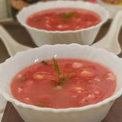 A picture of Red Hot and sour soup.
