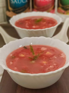 A picture of Red Hot and sour soup.