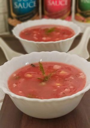 A picture of Red Hot and sour soup.