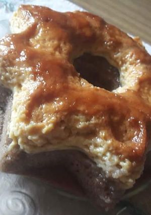 Una foto de Torta imposible o chocoflan en hornalla a baño María