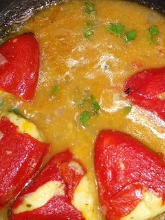 Una foto de Pimientos con bacalao a la Cerveza