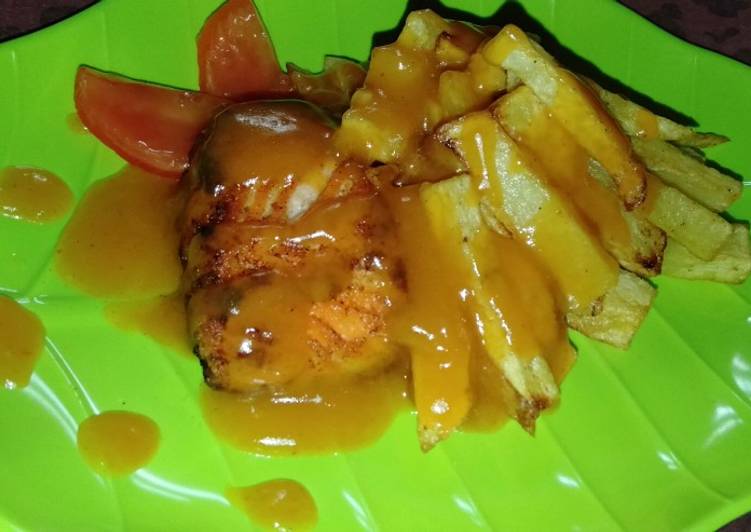 Salmon steak dengan saus tiram ala chef aisyah ๐ธ