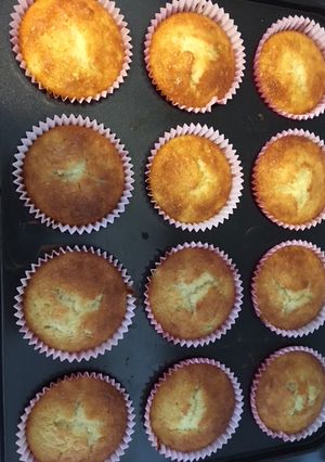 A picture of Rhubarb and curd cheese muffins.