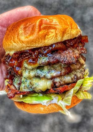 A picture of Blue Cheese & Bacon Burger.