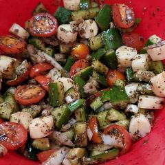 A picture of My Cucumber Caprese Salad.