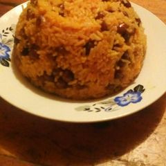 Tumeric rice with beans A picture of Tumeric rice with beans.