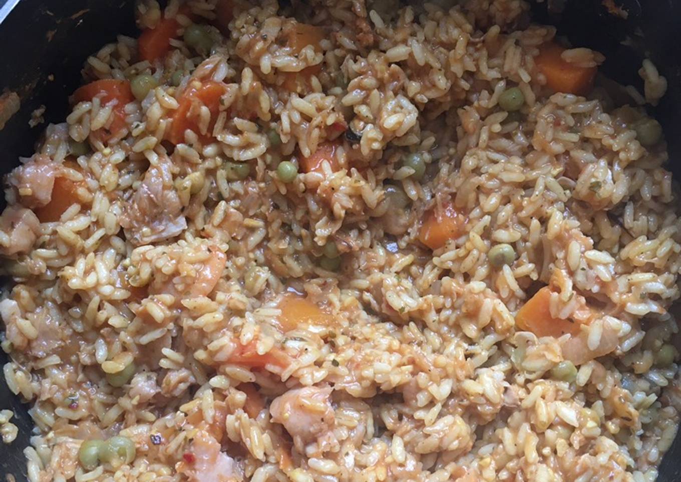 Falso risotto de pescado y calabaza