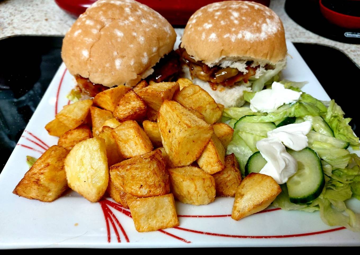 My Sweet Chilli Pork loin & Onions on Soft Barm Sauteed Potatoes