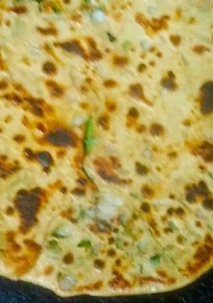 A picture of Spinach Onion prantha.