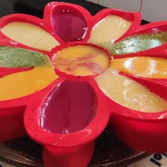 A picture of Beetroot Carrot and Mint layer pudding.