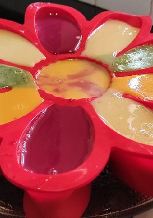 A picture of Beetroot Carrot and Mint layer pudding.