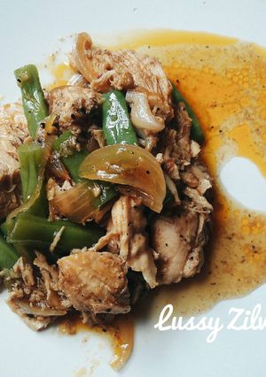 Foto resep Oseng ayam filet buncis lada hitam