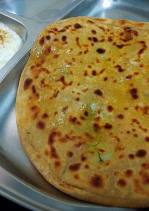 A picture of Wheat paratha stuffed allu.