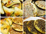 معجنات سبانخ ومناقيش وصفيحة بالعجينة الذهبية⭐️⭐️⭐️⭐️