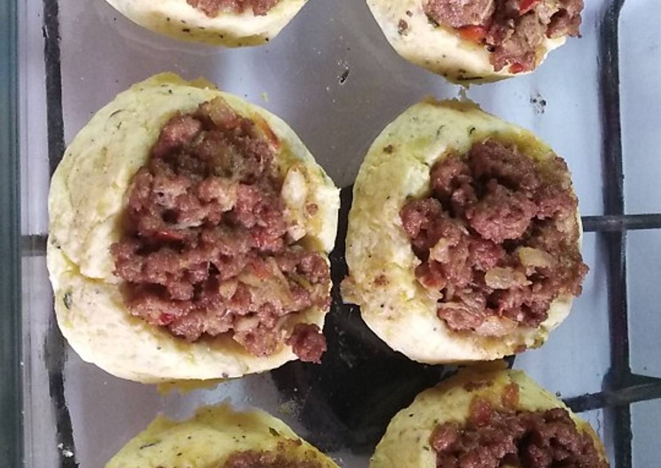 Canastitas de papas, rellenas de carne picada