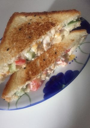 A picture of Vegetables mayo sandwich.