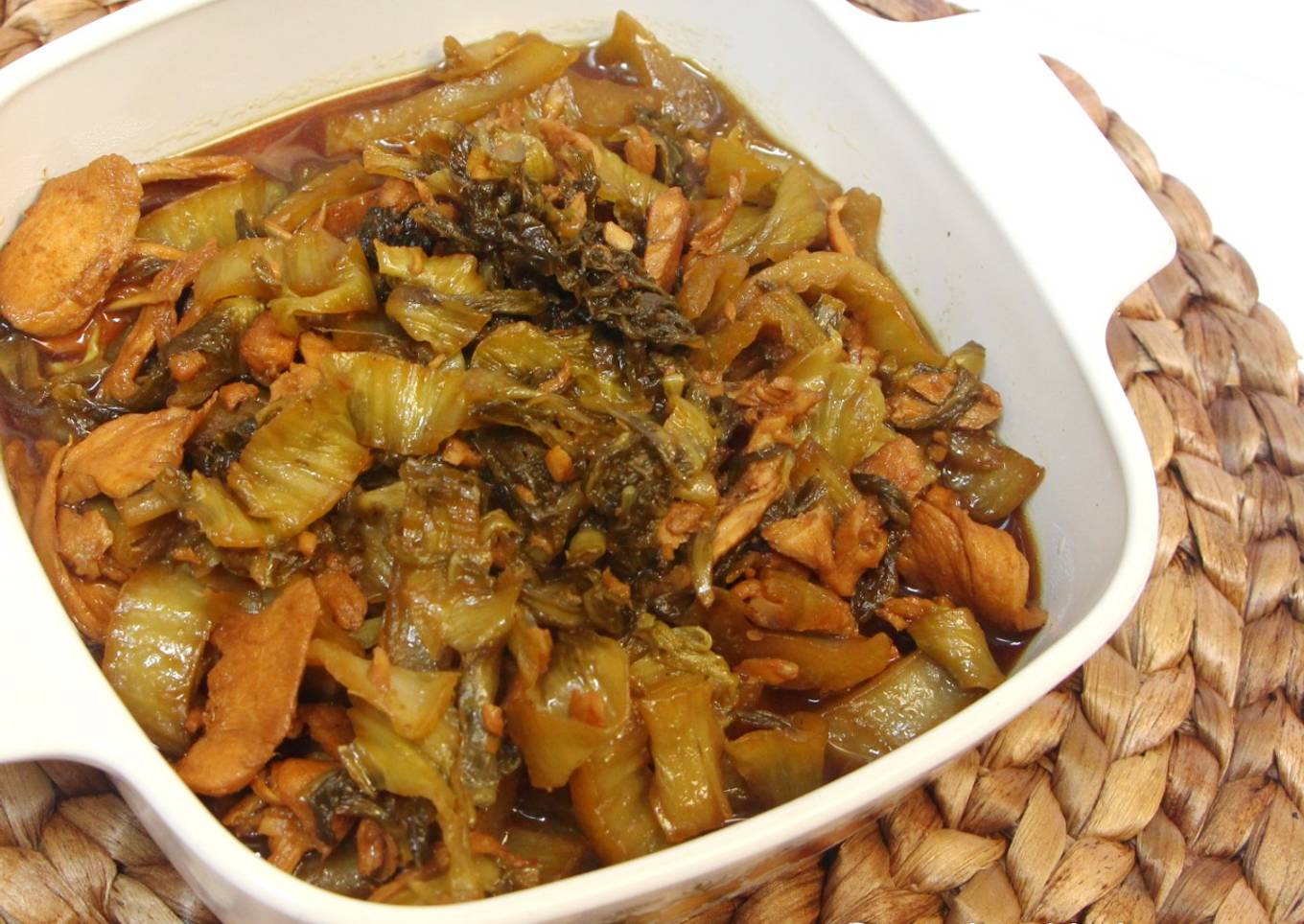 Tumis Sawi Asin daging Ayam