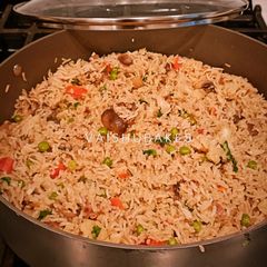 A picture of Mushrooms and Mixed Vegetables Pulao.