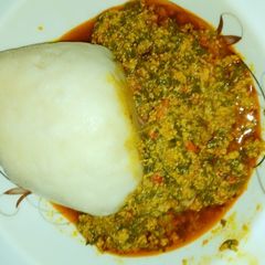 A picture of Semolina with egusi.