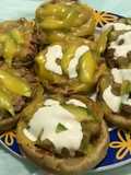 Pellizcadas de arrachera en salsa verde