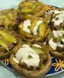 Pellizcadas de arrachera en salsa verde
