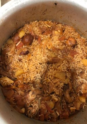 صورة لوصفة مكبوس دجاج بطريقه البدو
