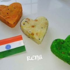A picture of Tricolour upma hearts.