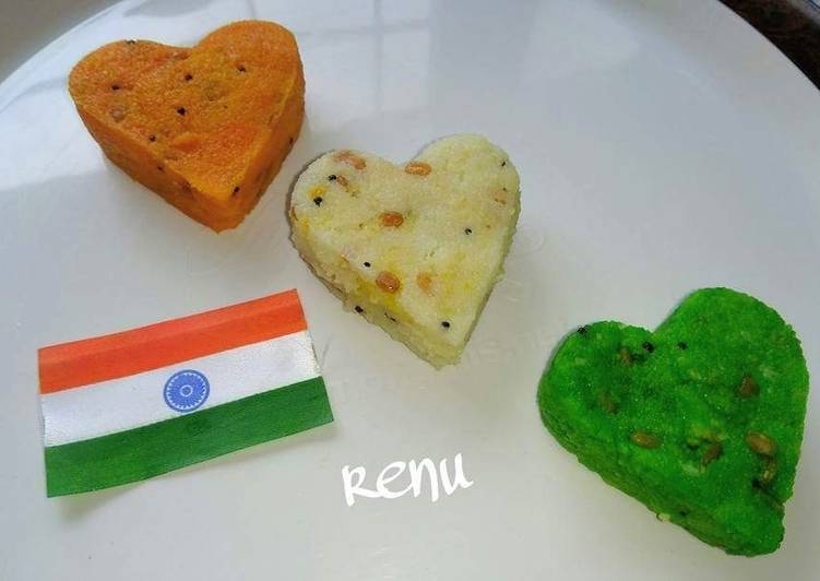 Recipe of Super Quick Homemade Tricolour upma hearts