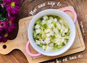 Hình của món Nui sao súp lơ đậu hủ cá rau củ.