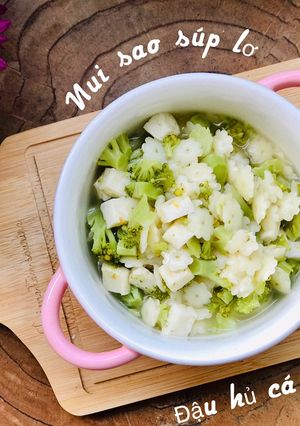 Hình của món Nui sao súp lơ đậu hủ cá rau củ.