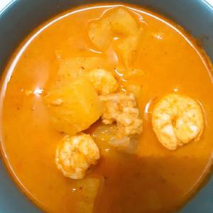 แกงสับปะรดกุ้ง + หมูสามชั้น