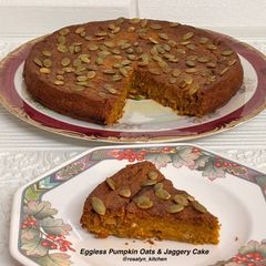 Eggless Pumpkin Oats & Jaggery Cake – Kid-Friendly, Wholesome & Guilt-Free Treat A picture of Eggless Pumpkin Oats & Jaggery Cake – Kid-Friendly, Wholesome & Guilt-Free Treat.