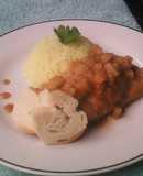 Estofado de pollo al vino con arroz saborizado