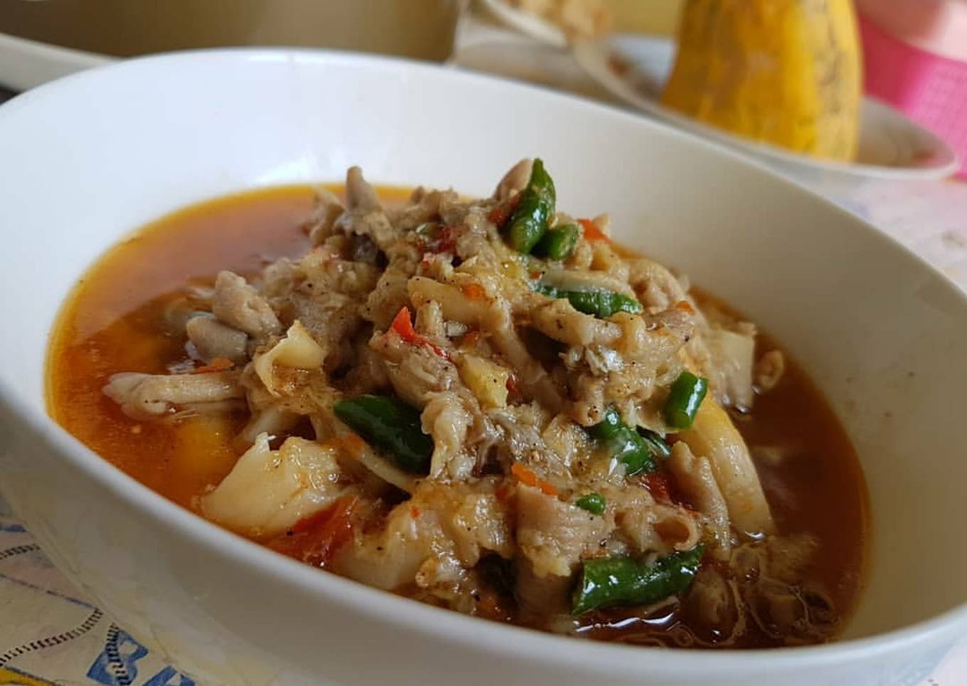 Rica Jamur tiram pedas dengan usus ayam