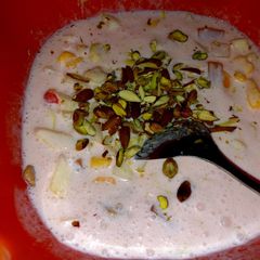 A picture of Healthy & tasty fruit chaat in yogurt...#eidkaypakwan.