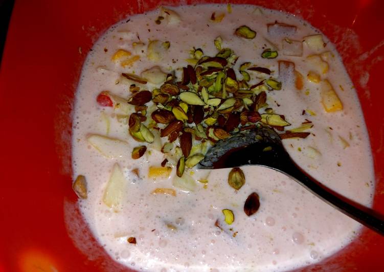 Steps to Prepare Favorite Healthy &amp; tasty fruit chaat in yogurt…#eidkaypakwan