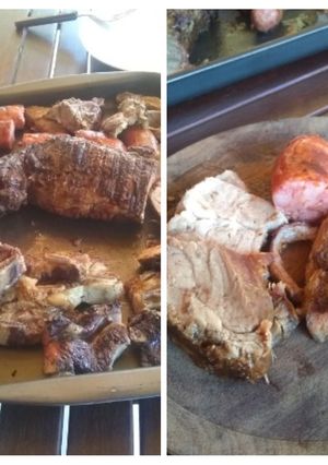 Una foto de Asado a la parrilla Lomo vaca, bondiola, tira chorizo (Sencillo)