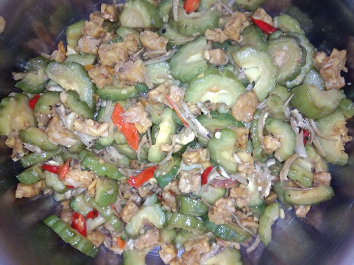 Resep Tumis pare mix tempe dan teri Anti Gagal