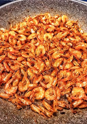 Hình của món Tép rang muối chấm giấm gừng.
