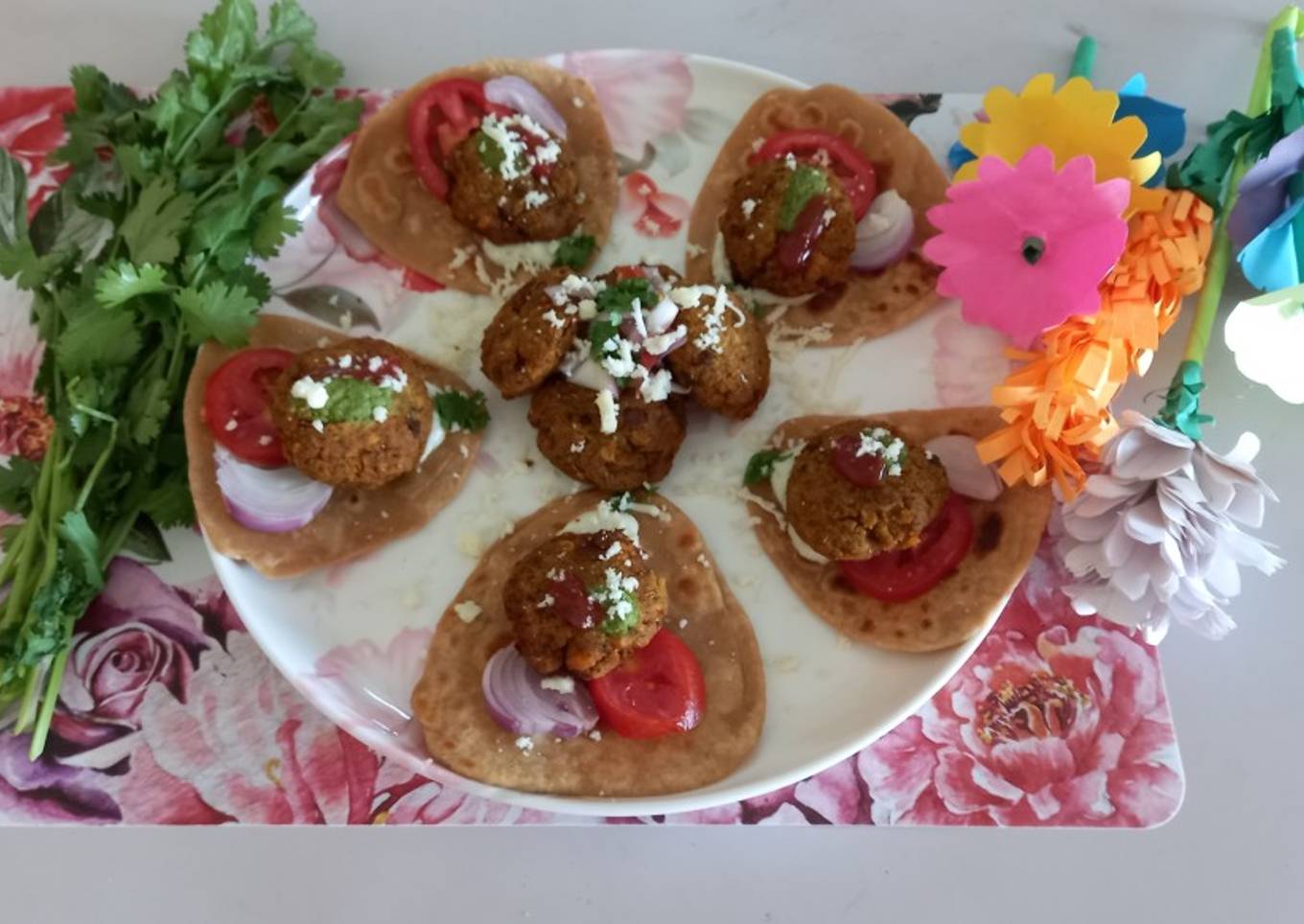 Chicken shami kabab with mini paratha delight