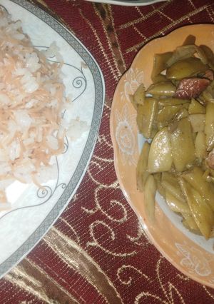 صورة لوصفة لوبيا باللحمة ورز