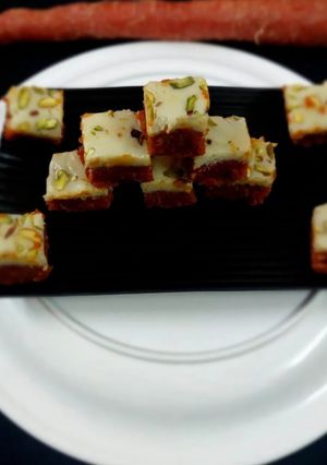 A picture of Malai Carrot Burfi.