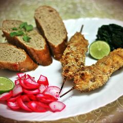 A picture of Crispy grilled fish skewers.