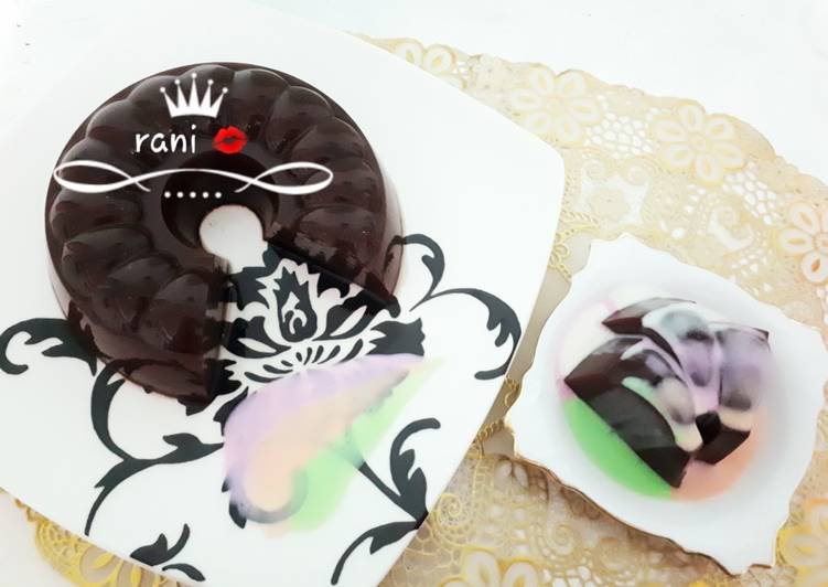 Resep Puding coklat fla susu warna warni, Sempurna